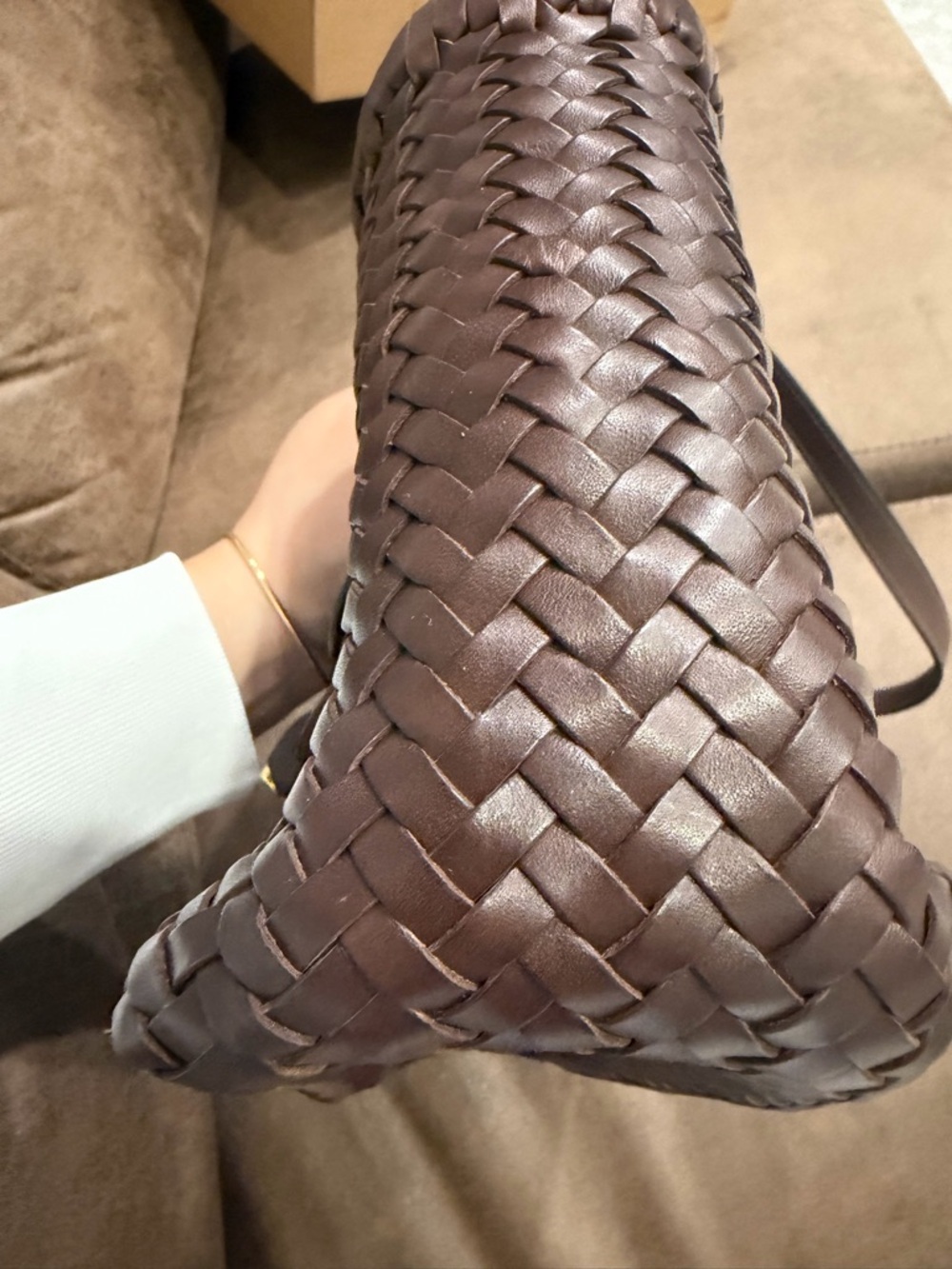 COACH Woven Leather Swing Tote Maple Retail CBF83 $600 - Picture 9 of 14